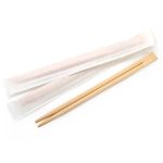 Bamboo Chopsticks Rounded in White Paper Sleeve - 20cm - Pack of 100