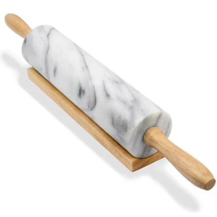 Marble Rolling Pin with Wooden Handles