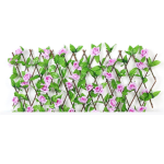 110cm Wooden Hedge with Artificial Rose Flower Fence Expanding Trellis - Red Rose