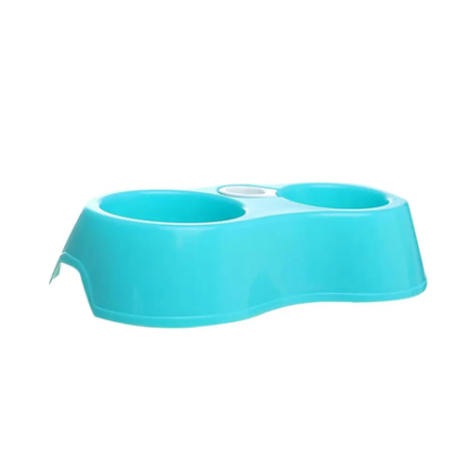 Double Pet Bowl With Screw Bottle Fitting - Blue