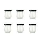 6 Pack Belly Jar with Black Lid 80ml