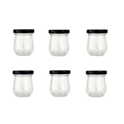6 Pack Belly Jar with Black Lid 80ml