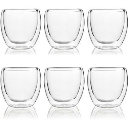 Double Wall Glass Transparent Set of 6Picess-350ml