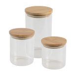 3 Pieces of Modern Kitchen Container Round Glass Storage Jars with Lids