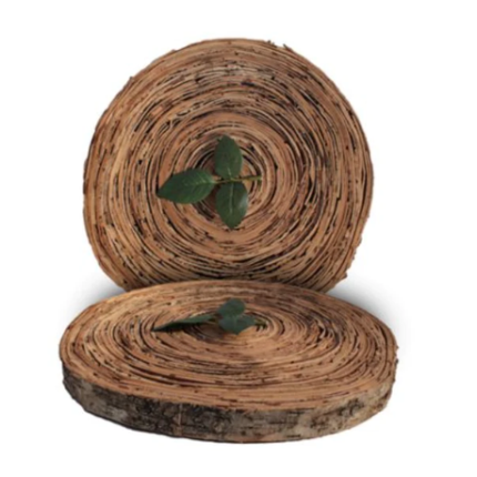 Birch Bark Cake Stand with Decorative Leaves - 25 cm