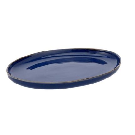 Reactive Glaze Oval Platter - Blue
