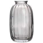 Mini Decorative Ribbed Glass Bottle Vase - Set of 2 - Style B - Grey