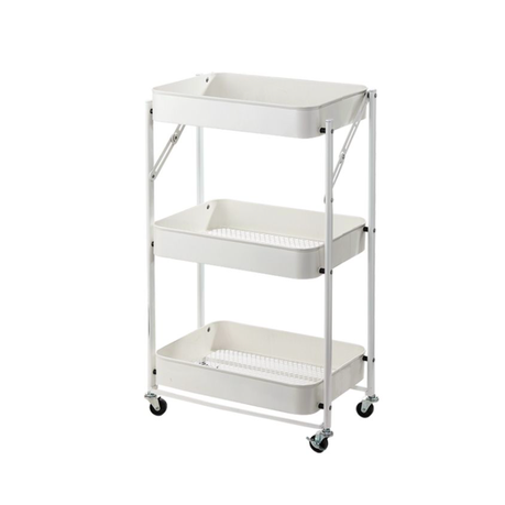s-pdpxl Portable 3 Tier Foldable Storage Rolling Trolley organiser - White - Image 1