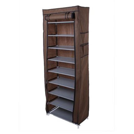 9-Tiers Covered Shoe Rack Organizer - Grey