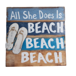 Wood Board Hanging - All She Does Is Beach Beach Beach