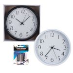 Set of 2 Wall Clock Plastic Round 24cm - Batteries Included