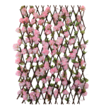 110cm Wooden Hedge with Cherry Blossomsl Flower Fence Expanding Trellis - Dark Pink