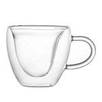 Heart Shaped Double Wall Glass Mug Set of 4