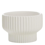 White Ribbed Round Planter With Hole