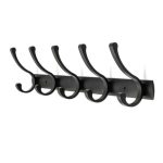 Coat Hook Rack, Black, Aluminum, 5 Hook
