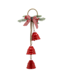 Vintage Metal Christmas Bell Ornament 3 Piece - Red