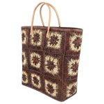 Raffia Crochet Square Flower Tote Bag (46cm x 27cm x 31cm)