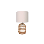 Rattan Cage Cream Fabric Shade Table Lamp