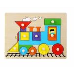 Wooden Knob Train Shape-Matching Puzzle