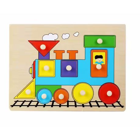 s-pdpxl Wooden Knob Train Shape-Matching Puzzle - Image 1