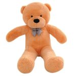 TANOTIB Cuddly Plush Teddy Bear With Bow Tie - Light Brown - 60cm
