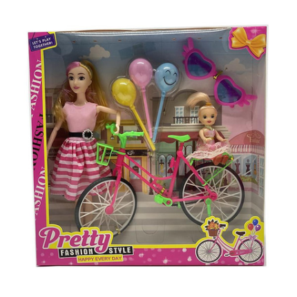 Pretty Doll and Small Doll Bicycle Toy For Kids