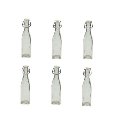 Glass Bottles with White Clip Top Lids 6-Piece Set 500ml