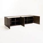 Ash 180Cm 3 Door Tv Unit With Travertine Look Top - Image 2