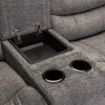 Baz Fabric 2 Seater Recliner With Console - Grey - Image 8