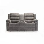 Baz Fabric 2 Seater Recliner With Console - Grey - Image 3