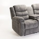 Baz Fabric 2 Seater Recliner With Console - Grey - Image 6