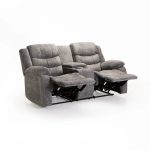 Baz Fabric 2 Seater Recliner With Console - Grey - Image 2