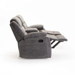 Baz Fabric 2 Seater Recliner With Console - Grey - Image 5