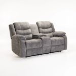 Baz Fabric 2 Seater Recliner With Console - Grey
