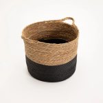 Cattail Leaf Basket Planter K464 - Natural/Black - Image 8