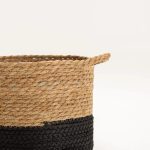 Cattail Leaf Basket Planter K464 - Natural/Black - Image 10