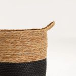 Cattail Leaf Basket Planter K464 - Natural/Black - Image 5