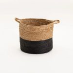 Cattail Leaf Basket Planter K464 - Natural/Black - Image 7