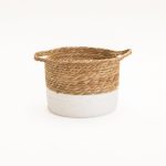 Cattail Leaf Basket Planter K464 - Natural/White