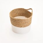 Cattail Leaf Basket Planter K464 - Natural/White - Image 9
