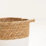 Cattail Leaf Basket Planter K464 - Natural/White - Image 10