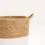 Cattail Leaf Basket Planter K464 - Natural/White - Image 5