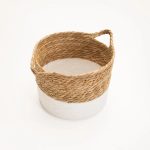 Cattail Leaf Basket Planter K464 - Natural/White - Image 4