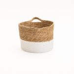 Cattail Leaf Basket Planter K464 - Natural/White - Image 2