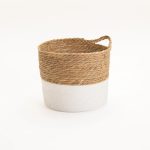 Cattail Leaf Basket Planter K464 - Natural/White - Image 8