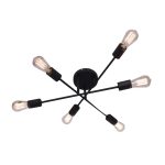 Ceiling Light-Black Metal 6 Light Chandelier