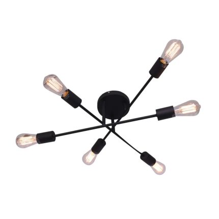 Ceiling Light-Black Metal 6 Light Chandelier