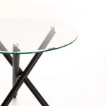 Diva 90Cm Round Glass Top Dining Table-Black Legs - Image 4