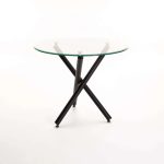 Diva 90Cm Round Glass Top Dining Table-Black Legs
