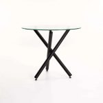 Diva 90Cm Round Glass Top Dining Table-Black Legs - Image 3